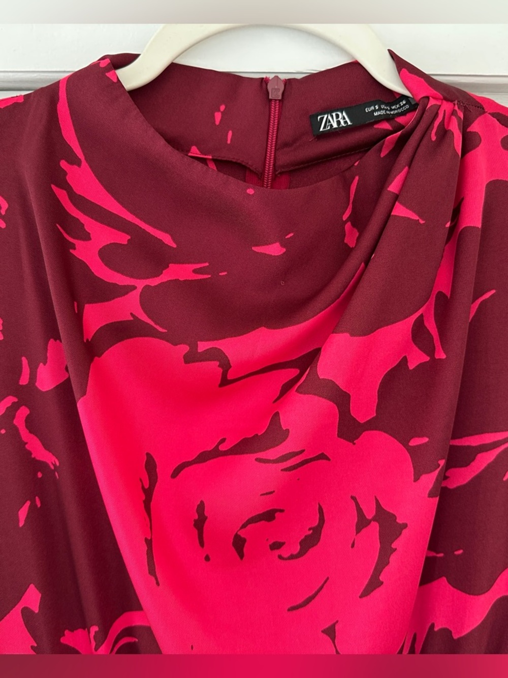 Zara Dress Floral Pink,Burgundy size Small